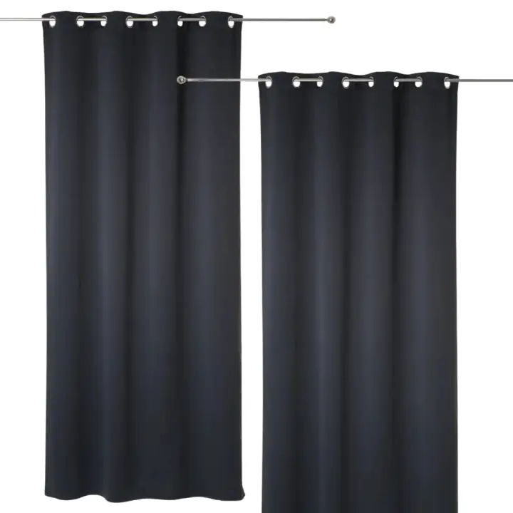 Pro Navidad® Juego de 2 Cortinas Opacas  Pack de dos Cortinas Gruesas de Medida 135x240cm con 8 Ojales cada Cortina - Color Gris Antracita  Certificación OEKO-TEX® - Pro Navidad® Por unas fiestas más que especiales - 1