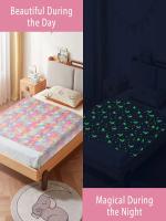 Manta De Ternura Luminosa Con Unicornio Y Dinosaurio Para Niñas Y Niños Manta De Punto De Poliéster/Celulosa Suave Y Cálida Con Diseño De Árbol De Navidad Que Brilla En La Oscuridad - details 1