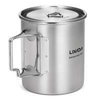 LIXADA Taza De Acero Inoxidable Portátil De 750ml Con Tapa Y Manija Plegable Para Camping Cocina Picnic Deportes Al Aire Libre - details 66