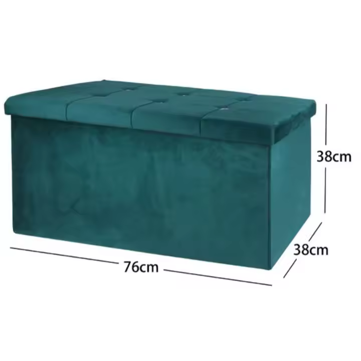 Puff Plegable de Almacenaje Grande 76x38x38cm en Terciopelo, Baúl Multifuncional para Juguetes, Mantas o Libros, Taburete y Banco de Almacenaje para Dormitorio, Salón o Recibidor, Caja Organizadora Elegante Estilo Otomana - 1