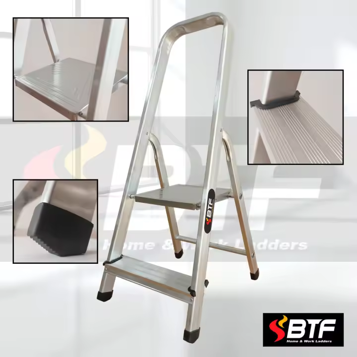 BTF Escalera de Aluminio Plegable Tijera  Resistente, ligera y antideslizante, ideal para el uso domestico. BTF-TJL - 1