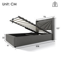 Cama tapizada Cama individual Caja de Cama con función de carga USB C Cabecero, Cama de almacenamiento Marco de Cama de Lino Cama Juvenil 90x200 with somier (Con colchón) - details 9