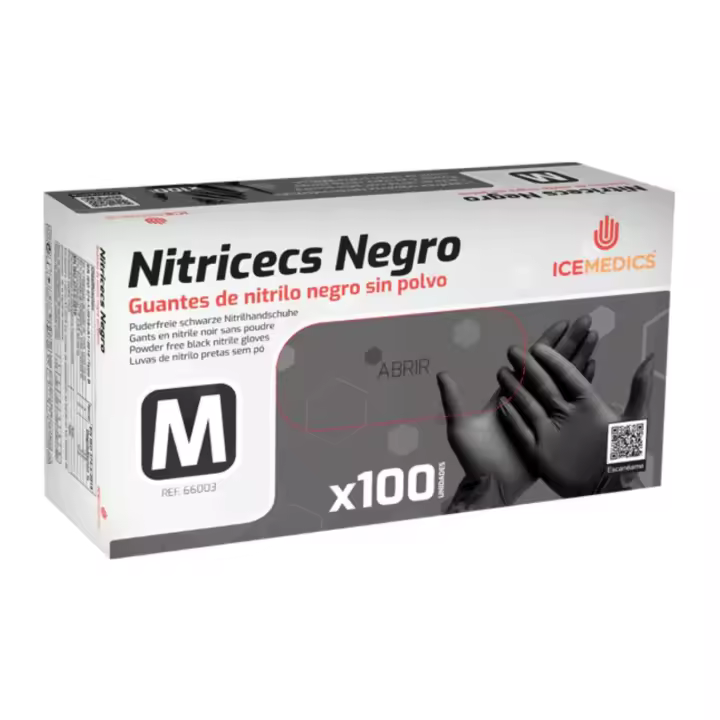 GUANTE DE NITRILO NEGRO SIN POLVO ,UN CAJA DE GUANTE DESECHABLES 100 UNIDEDAS. - 1