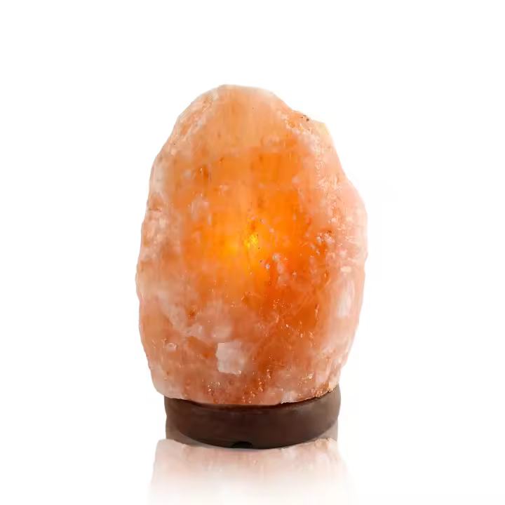 DEKORA SOUL - Lámpara de Sal del Himalaya 100% Natural con Base de Madera  - Disponible en Varias Medidas para un Ambiente Relajante y Saludable - 1
