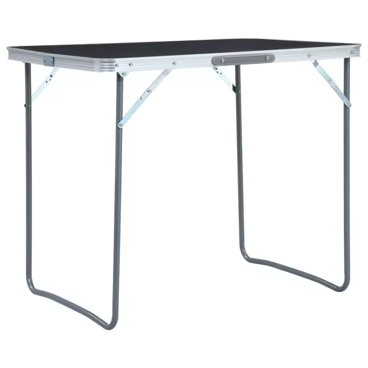 vidaXL Mesa de Camping Plegable con Estructura Metálica 80x60 cm Jardín Color Gris,  Marrón, y mas - 1