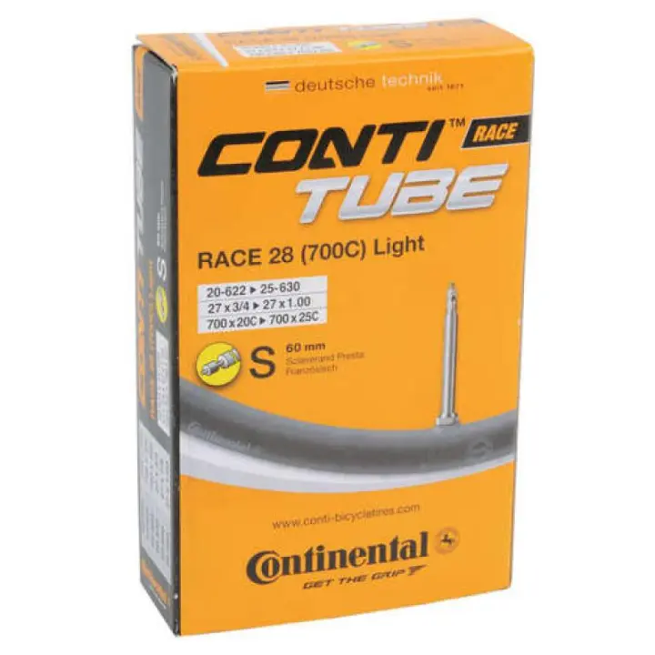 CONTINENTAL | Cámara Race Light 700x20-25 Válvula Presta 60 Mm - El nuevo sistema ContiTube de la Cámara Carretera Continental Race Light permite que sea aún más fácil escoger la mejor cámara para tus - 1