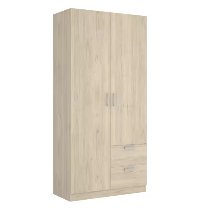Armario 2 Puertas + 2 Cajones Baltik Natural - Ropero Grande 215x100x52 cm Armario para dormitorio - Fabricado en España - Melamina Alta calidad - Somnia Descanso - 1