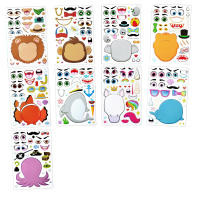 Pegatinas Para Hacer Caras De Animales Mixtas Y Combinadas Para Niños Con Safaris Marinos Y Fantasía Manualidades Para Niños - details 4