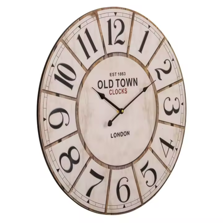 WANDERLUST DECO Reloj de Pared Blanco de Madera D58x4 5h Cm para Decoración del Hogar - 1