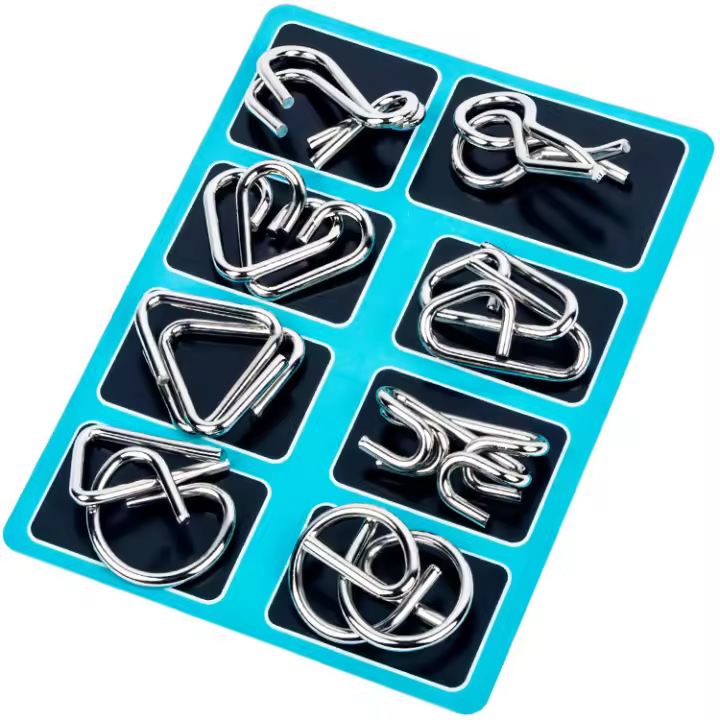 Rompecabezas de alambre de metal para niños y adultos, juego de 16 piezas - 1
