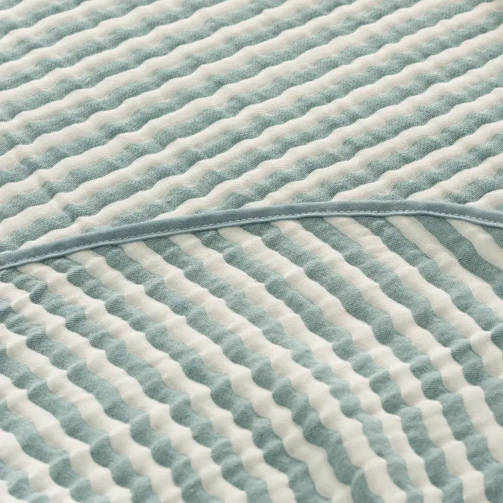 GAMUSI - Colcha jacquard ligera algodón entretiempo primavera verano diseño rayas NISA - 1