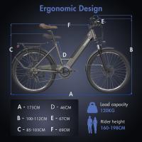 Bicicleta eléctrica de ciudad Fafrees F26 Pro de 26 pulgadas con cuadro bajito, bicicleta eléctrica 25 km/h, motor de 250 W, batería incorporada extraíble de 36 V 14.5 Ah, 7 velocidades Shimano, frenos de disco dobles, conectividad a aplicación - Dorado - details 10
