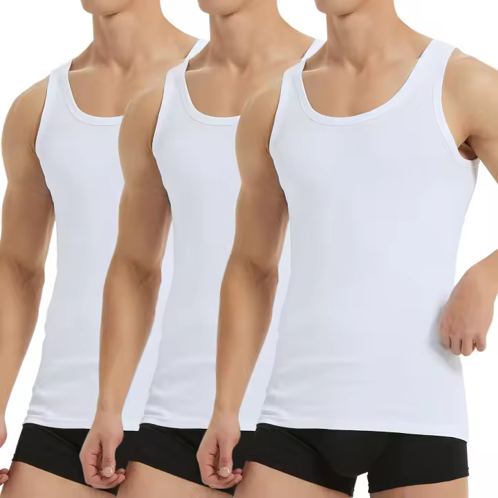 Fussy pack de 3 Camiseta de Tirantes para Hombre  Algodón 100%  Color blanco y negro - 1