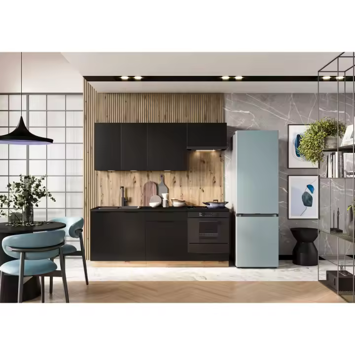 Muebles Cocina completa 200 cms color Negro con modulo Horno ref-42 - 1