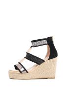 Lyla Wang sandalias cuña alta de esparto con plataforma mujer con cremallera trasera - details 11