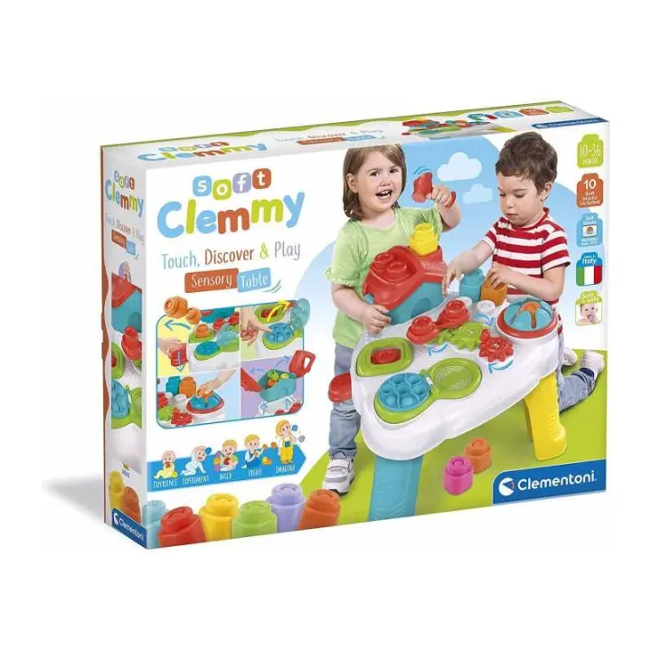 Clementoni CLEMMY MESA DE TEXTURAS DE CLEMENTONI - Juguete Educativo con Bloques Blandos para Actividades de Construcción y Manualidades - 1