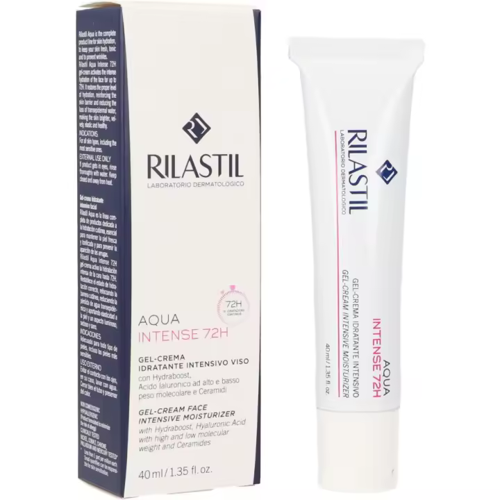 Rilastil Aqua Intense 72 H - Gel Crema Facial, Hidratante Intensivo Para Todo Tipo De Pieles, Blanco, 40 Mililitro - 1