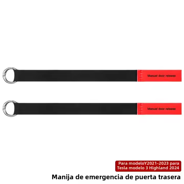2pcs Cuerda De Emergencia Para Puerta Trasera De Seguridad Para Tesla Model3/Y Botón De Puller Mecánico Manija Accesorios De Coche - 1