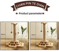 Tablero De Rasguñar Para Gatos Duradero Con Esferas Divertidas Y Columna Para Agarrar Juguete Giratorio De Arce Para Gatos Y Subida Marco De Gatos Suministros Para Mascotas - details 3