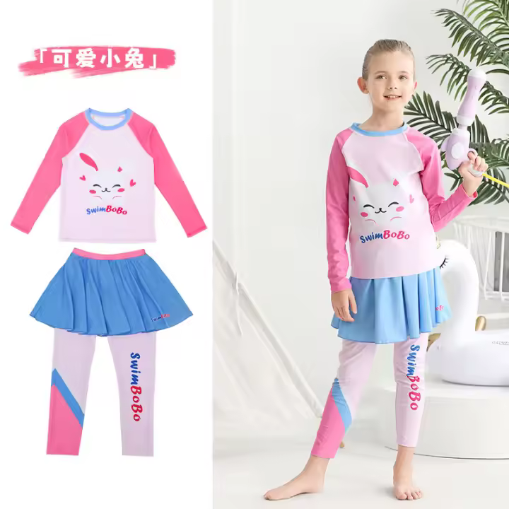 Traje de baño para niños, traje de baño dividido para bebé, traje de baño para niña de secado rápido con protección solar, traje de baño para playa, traje de baño para aguas termales - 1