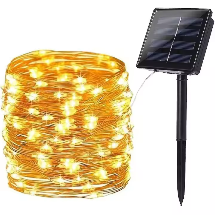 Guirnalda de luces solares para exterior, 22 m, 200 LED, impermeable, con alambre de cobre, 8 modos de iluminación, ideal para decoración navideña, jardín, balcón y terraza. - 1