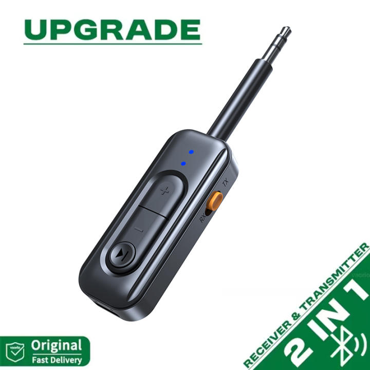 Transmisor receptor de audio Bluetooth 5.4 2 en 1 Conector auxiliar de 3,5 mm con adaptador de auriculares para avión Conjunto de llamadas manos libres inalámbricas Música estéreo para aviones de aviación T V Kit de coche Amplificador Altavoz