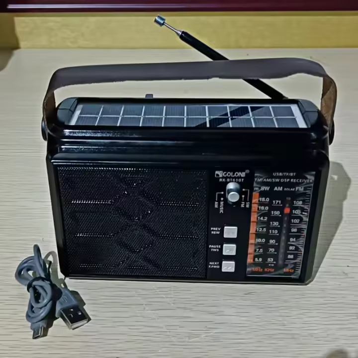 BIT Radio Portátil Con Panel Solar FM AM SW Luz LED USB Tarjeta TF Altavoz Radio De Bolsillo Recargable Bluetooth No WIFI - 1