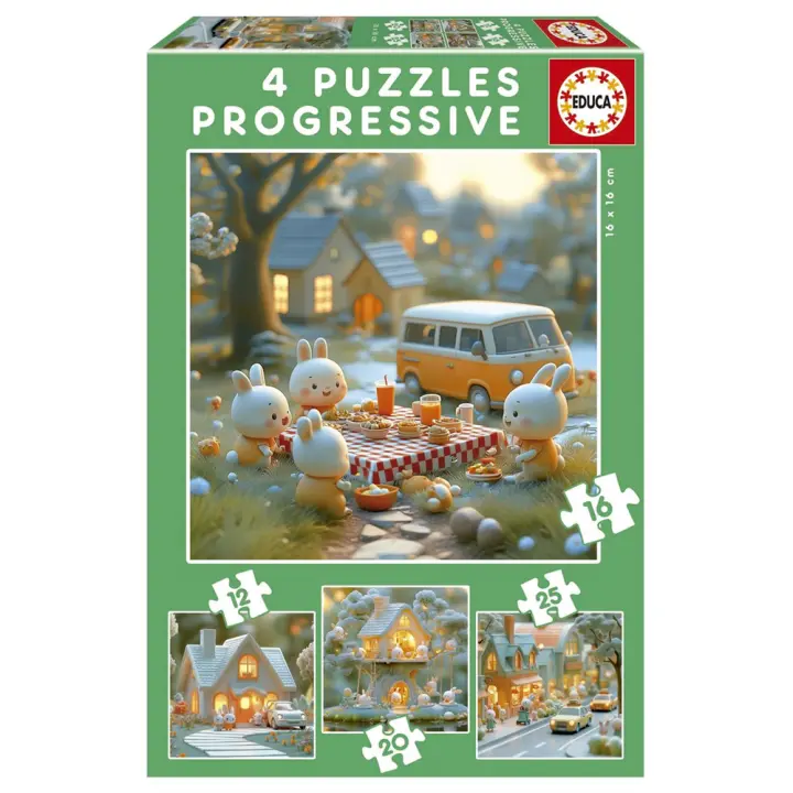 Puzzle 12-16-20-25 piezas Ciudad De Conejitos (Educa 20217) - 1