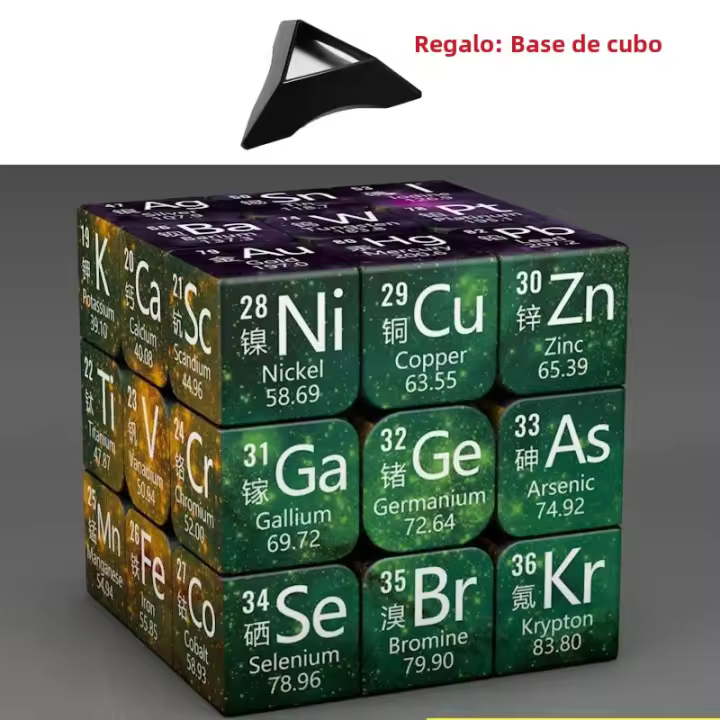 Cubo Mágico 3x3x3 Educativo Para Niños Y Adultos Elemento Químico Físico Con Base Juguete Inteligente Regalo Para Niños - 1