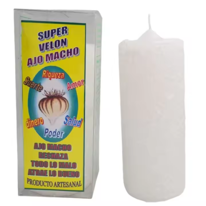 Super Velón Ajo Macho Atrae lo Bueno Rechaza Malo Buena Suerte Mal de Ojo Vela Santo de Ajo Valmoni AlmaZen - 1