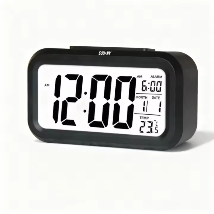 SODANY Reloj Despertador Digital Inteligente Pantalla LCD Grande con Luz Nocturna Sensor de Temperatura y Calendario - 1
