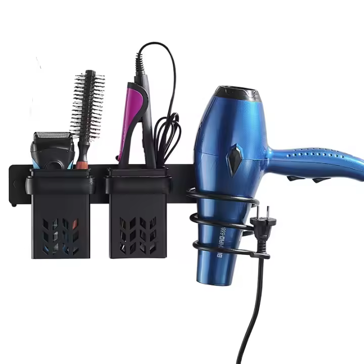 Soporte De Secador De Pelo De Pared Organizador Multifuncional De Baño Estante Espacioso Para Herramientas De Cuidado Del Cabello Material De Aluminio - 1