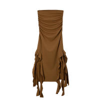 Vestido Asimétrico De Hombro Solo Para Mujer Primavera/Verano Moda Europea Y Americana Slim Fit Cintura Ajustada Irregular - details 24