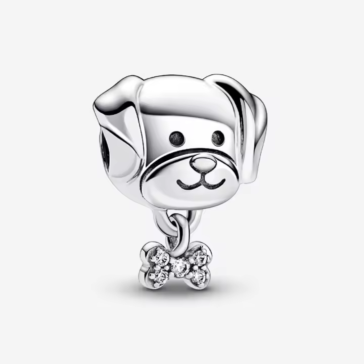 Pandora Charm de Colgante en Plata de Ley Charm de Perrito y Hueso 792254C01，Incluye Caja Original - 1