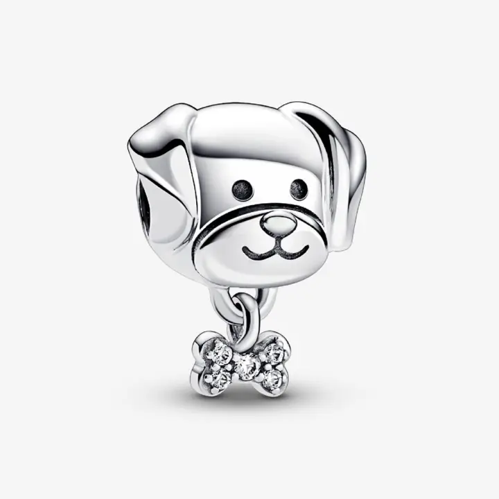 Pandora Charm de Colgante en Plata de Ley Charm de Perrito y Hueso 792254C01，Incluye Caja Original - 1