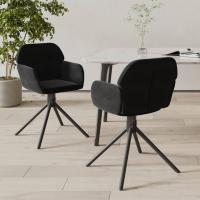 vidaXL Sillas de comedor giratorias 2 uds terciopelo negro - details 0
