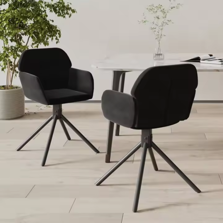 vidaXL Sillas de comedor giratorias 2 uds terciopelo negro - 1