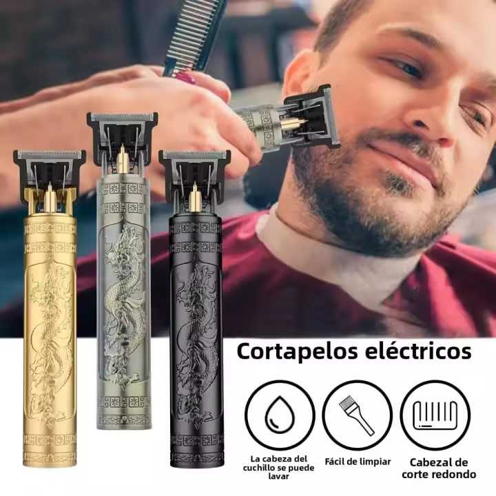 Cortadora De Pelo Eléctrica Vintage T9 Máquina Profesional Para Hombres Recargable Barber Trimmer Para Cabello Barba Y Cuerpo Dragón Buda - 1