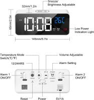 Despertador digital, despertador intelente with Pantalla LED y temperature, Puerto de carga USB, 12/24 horas - details 0