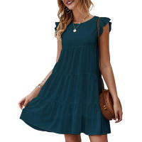 Vestido Mini Elegante Para Mujer Con Volantes Estilo Harajuku Casual Sin Mangas Cuello Redondo A-Line Vintage Para Playa Y Fiestas - details 12