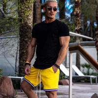 Camiseta Deportiva De Hombre Para Gimnasio Y Fitness Camisetas Musculadas De Moda Cortas Transpirables Para Verano Talla Slim Fit - details 7