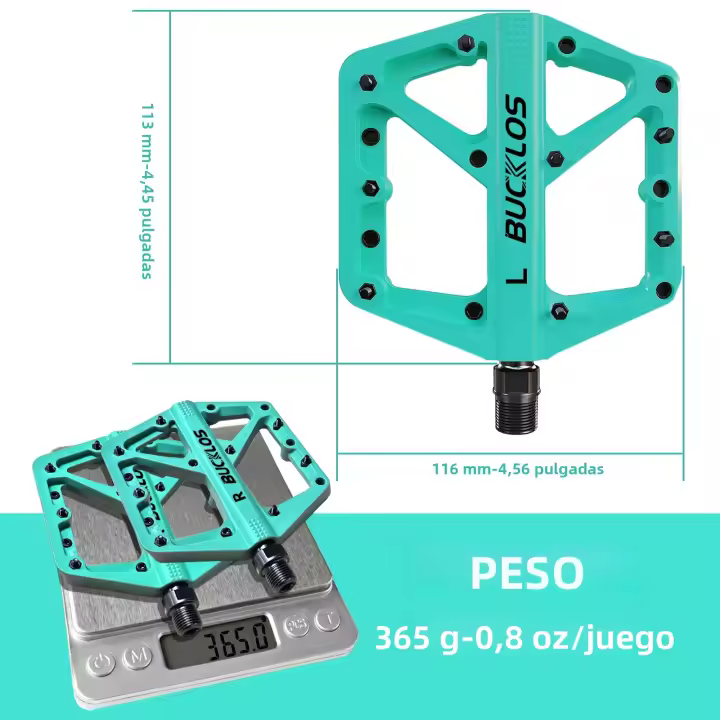 Pedales De Bicicleta BUCKLOS Plataforma MTB Nylon Pedales Planos Con Rodamientos Sellados Para Mountain Y Road Bicicleta Ultraligero Peso Aproximado 360g - 1