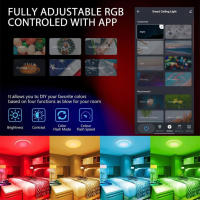 Lámpara De Techo Inteligente WiFi Tuya RGBCW 24W 220V Control Con Alexa Google Home Para Dormitorio Sala De Estar Decoración Moderna Color Negro - details 4