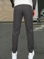 Pantalones Casuales Para Hombre De Color Sólido Con Cinturón Ajustable Y Bolsillos Estilo Regular Y Moda Pantalones Largos De Polyester - details 18