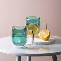 Juego de 2 Tazasde Vidrio de Colores-Vase grandes Verdes de Doble comparación - details 0