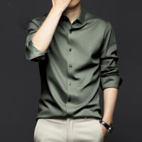 Camisa Larga Para Hombre Color Sólido Suave Y Elegante Ajustada Con Diseño De Muslo Top De Fiesta No Hierro Estirado Para Negocios - details 10