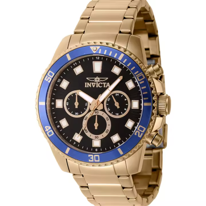 Reloj de pulsera Invicta Pro Diver - 46056 correa color: Oro amarillo Dial Latón Negro Hombre - 1