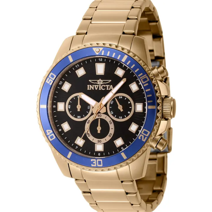 Reloj de pulsera Invicta Pro Diver - 46056 correa color: Oro amarillo Dial Latón Negro Hombre - 1
