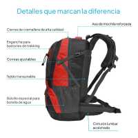 Ociodual Mochila Senderismo 40L Roja Ligera Impermeable Mochila Viaje Supervivencia Plegable Mochila Mujer Camping Mochila Hombre Trekking Montaña Mochilas Marcha Nórdica Deporte - details 2