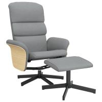 vidaXL Sillón reclinable con reposapiés tela Gris claro, Gris oscuro, Negro Sillon Dormitorio Sillon Comodos Silla Relax Sillón Sofá - details 2